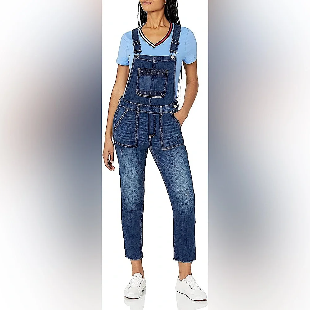 TOMMY JEANS Womens Blue Jean Stretch Pocketed side Buttoned Adjustab…
